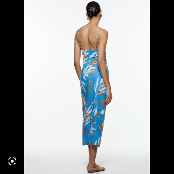 Cut out printed linen zara dress - Picture 2 of 6